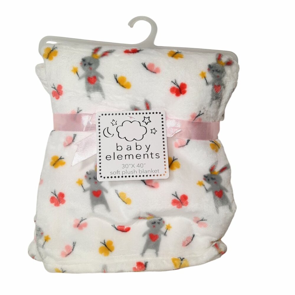 Baby Elements Bunny Fairy Butterfly Heart Security Lovey Blanket 30" X 40" New